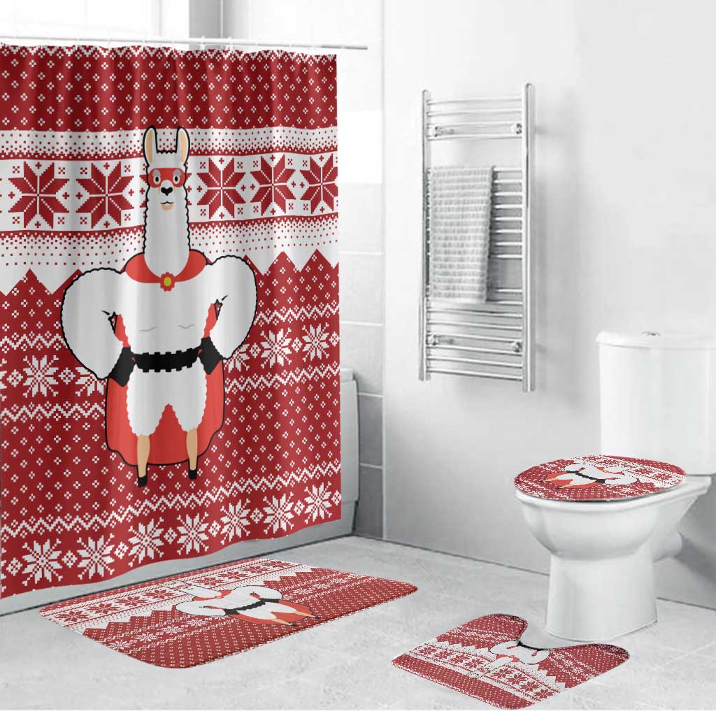 Llama Superhero Christmas Bathroom Set Xmas Holiday Patterns - Wonder Print Shop