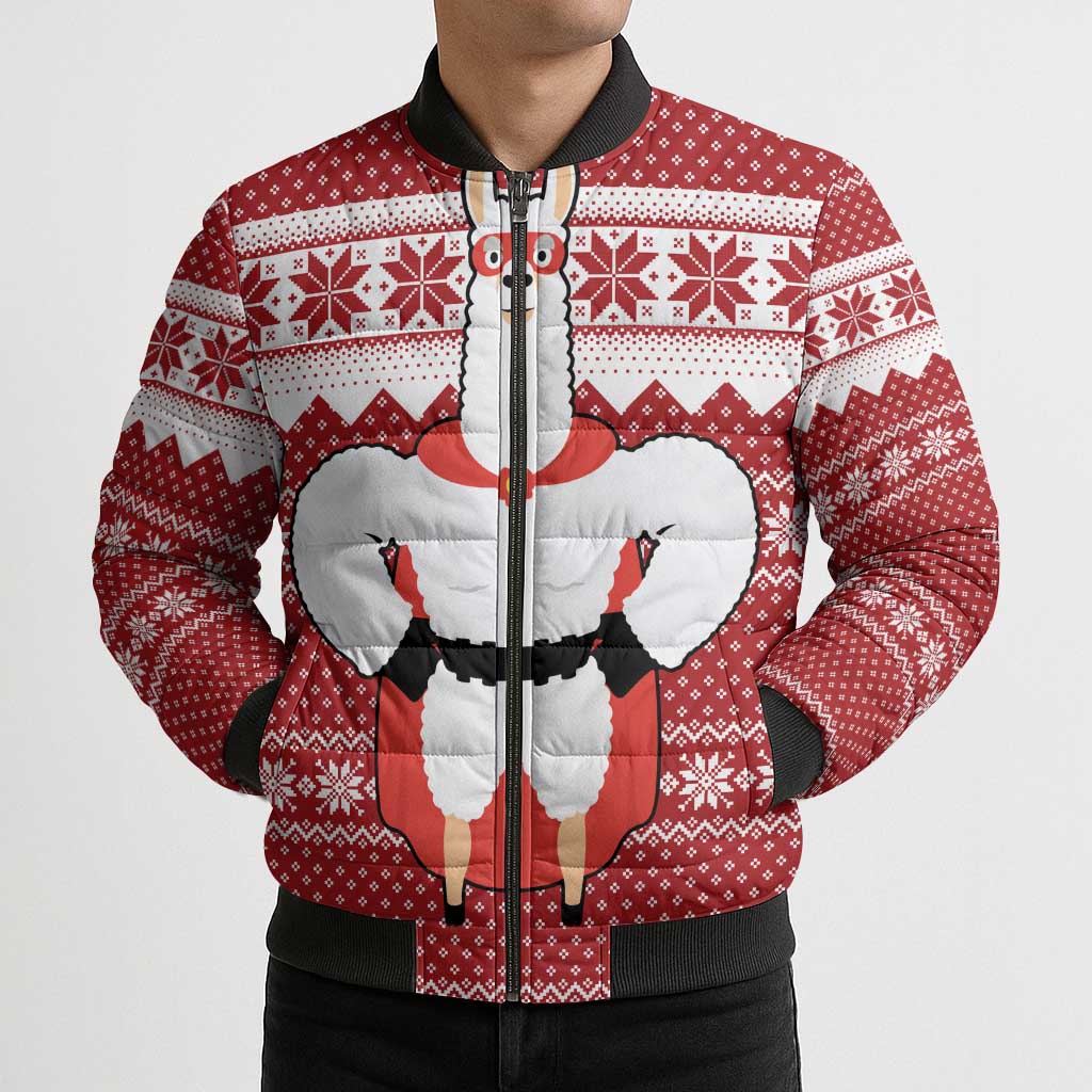 Llama Superhero Christmas Bomber Puffer Jacket Xmas Holiday Patterns - Wonder Print Shop