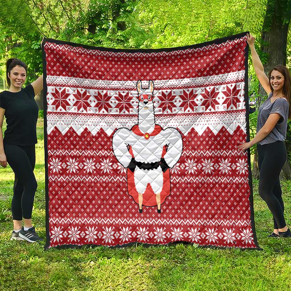 Llama Superhero Christmas Quilt Xmas Holiday Patterns - Wonder Print Shop