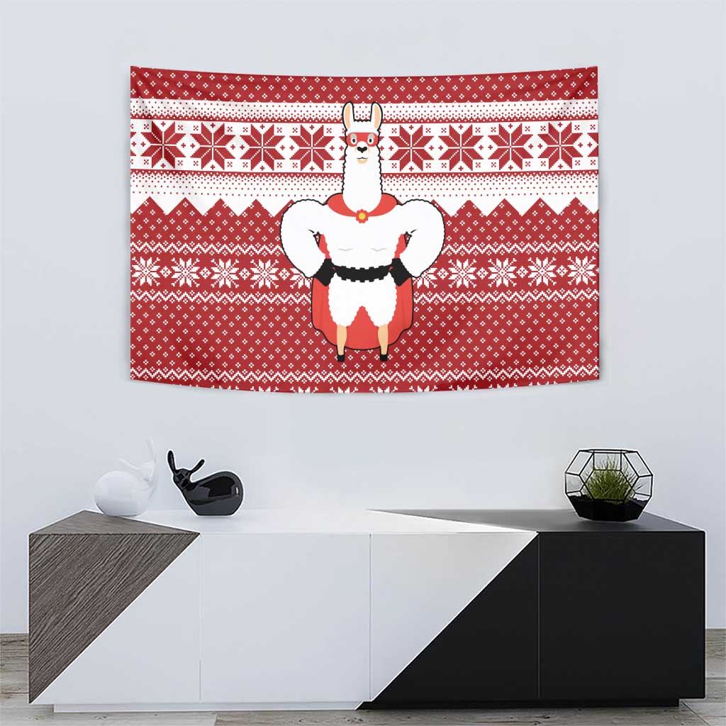 Llama Superhero Christmas Tapestry Xmas Holiday Patterns - Wonder Print Shop