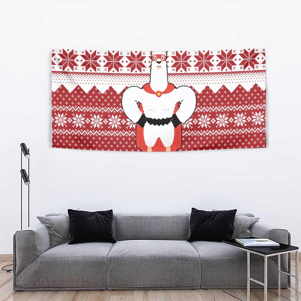 Llama Superhero Christmas Tapestry Xmas Holiday Patterns - Wonder Print Shop