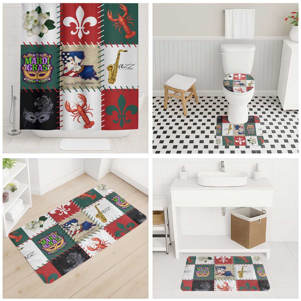 Louisiana Famous Things Christmas Bathroom Set Xmas Holiday Patterns - Wonder Print Shop