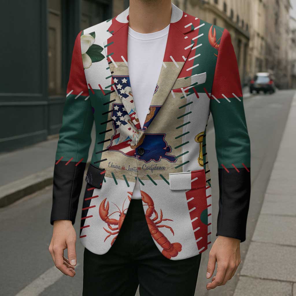 Louisiana Famous Things Christmas Blazer Xmas Holiday Patterns - Wonder Print Shop
