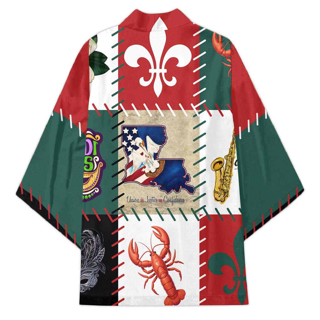 Louisiana Famous Things Christmas Kimono Xmas Holiday Patterns - Wonder Print Shop