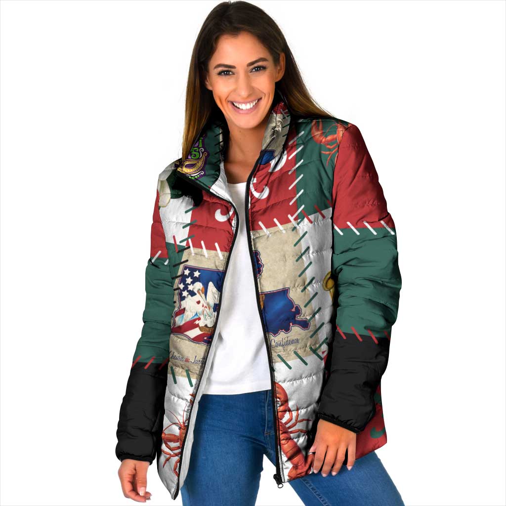 Louisiana Famous Things Christmas Padded Jacket Xmas Holiday Patterns - Wonder Print Shop