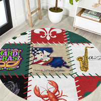Louisiana Famous Things Christmas Round Carpet Xmas Holiday Patterns - Wonder Print Shop