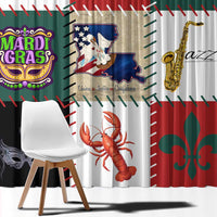 Louisiana Famous Things Christmas Window Curtain Xmas Holiday Patterns - Wonder Print Shop