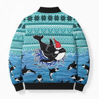Love Oracle Whale Christmas Bomber Puffer Jacket Xmas Holiday Patterns - Wonder Print Shop