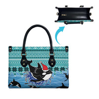Love Oracle Whale Christmas Leather Bag Xmas Holiday Patterns - Wonder Print Shop
