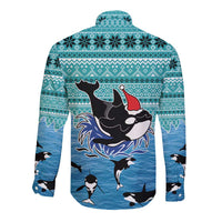 Love Oracle Whale Christmas Long Sleeve Button Shirt Xmas Holiday Patterns - Wonder Print Shop