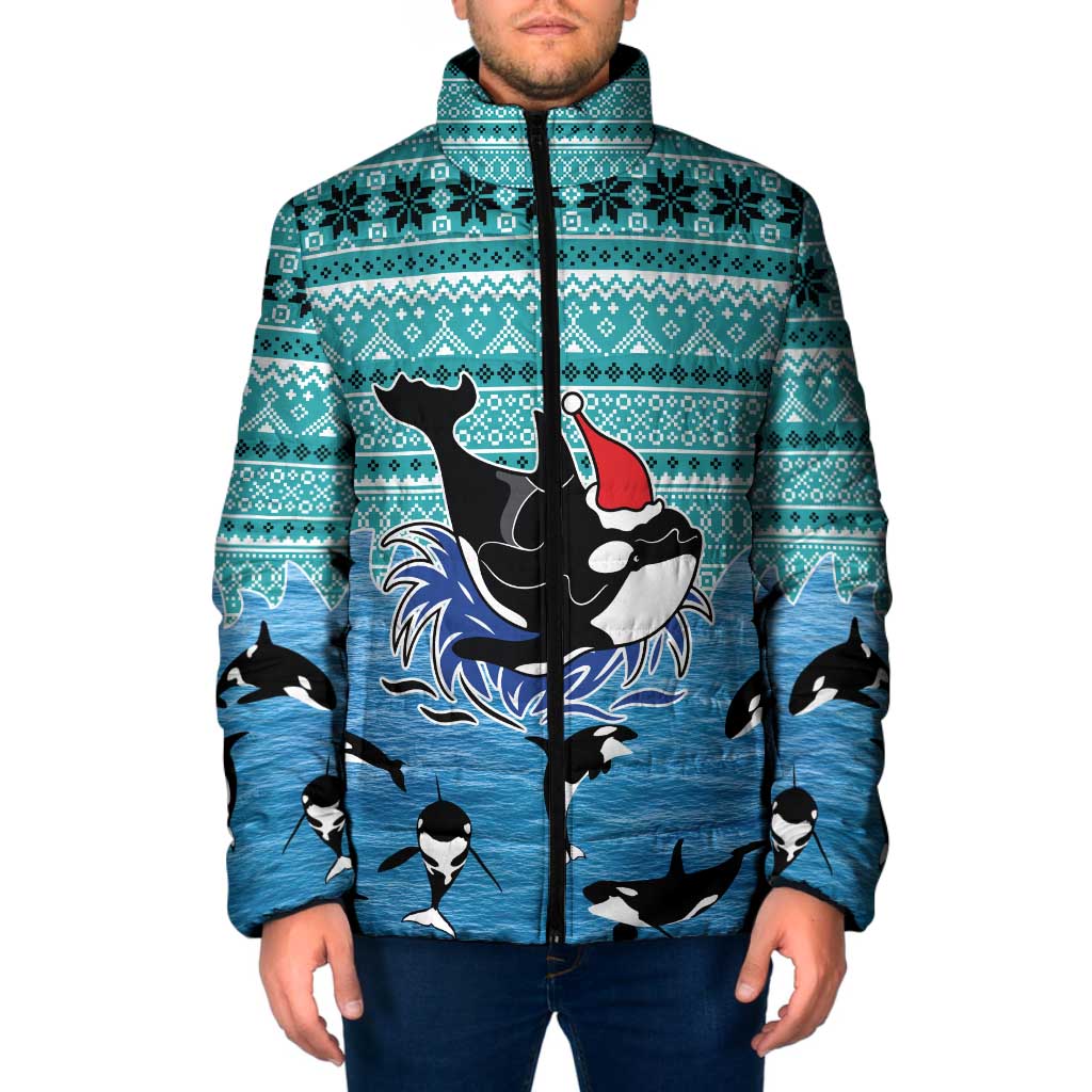 Love Oracle Whale Christmas Padded Jacket Xmas Holiday Patterns - Wonder Print Shop