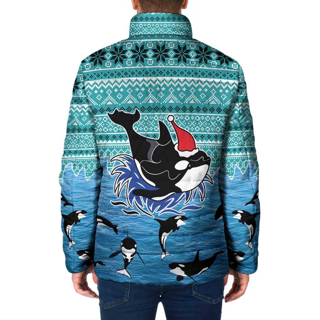Love Oracle Whale Christmas Padded Jacket Xmas Holiday Patterns - Wonder Print Shop
