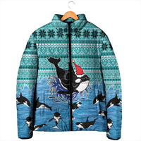 Love Oracle Whale Christmas Padded Jacket Xmas Holiday Patterns - Wonder Print Shop