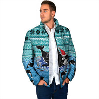 Love Oracle Whale Christmas Padded Jacket Xmas Holiday Patterns - Wonder Print Shop
