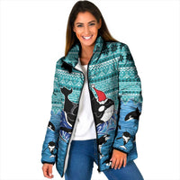 Love Oracle Whale Christmas Padded Jacket Xmas Holiday Patterns - Wonder Print Shop