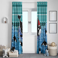 Love Oracle Whale Christmas Window Curtain Xmas Holiday Patterns - Wonder Print Shop