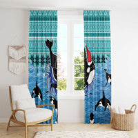 Love Oracle Whale Christmas Window Curtain Xmas Holiday Patterns - Wonder Print Shop