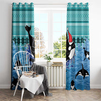 Love Oracle Whale Christmas Window Curtain Xmas Holiday Patterns - Wonder Print Shop