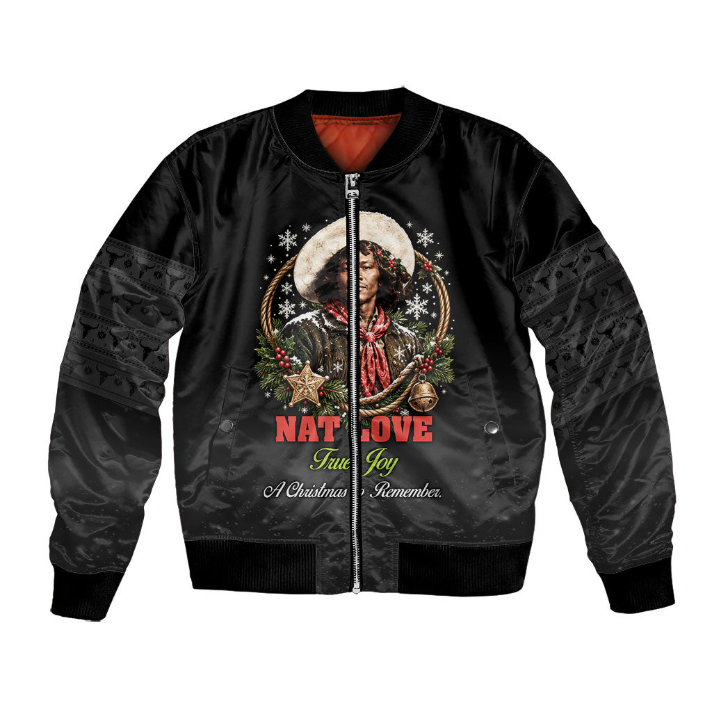 Nat Love Wild West Christmas Bomber Jacket African American Cowboy Holiday Portrait Art
