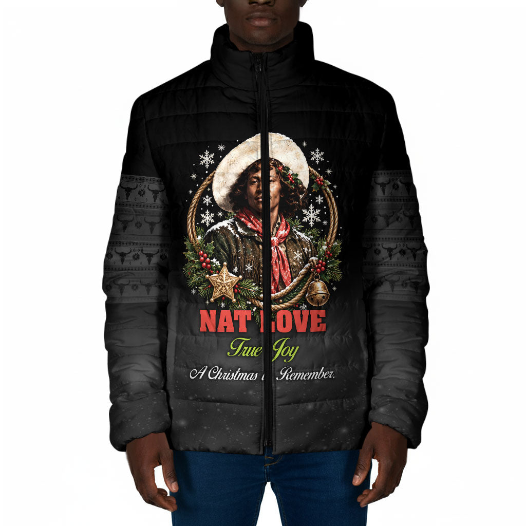 Nat Love Wild West Christmas Padded Jacket African American Cowboy Holiday Portrait Art
