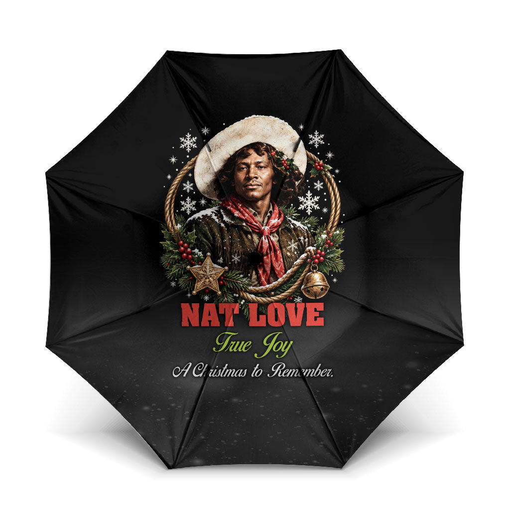 Nat Love Wild West Christmas Umbrella African American Cowboy Holiday Portrait Art