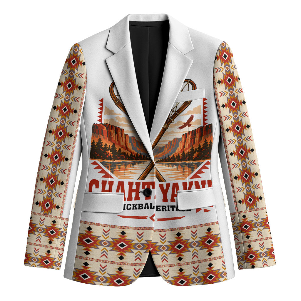 Personalized Chahta Yakni Stickball Heritage Blazer Native American Tribal Landscape Graphic Art