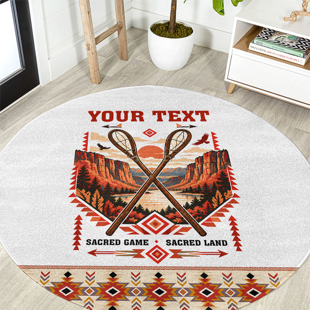 Personalized Chahta Yakni Stickball Heritage Round Carpet Native American Tribal Landscape Graphic Art