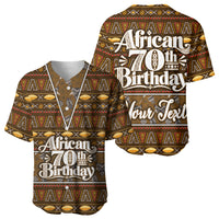 Personalized African 70th Birthday Baseball Jersey Tribal Pattern Mudcloth Heritage Art