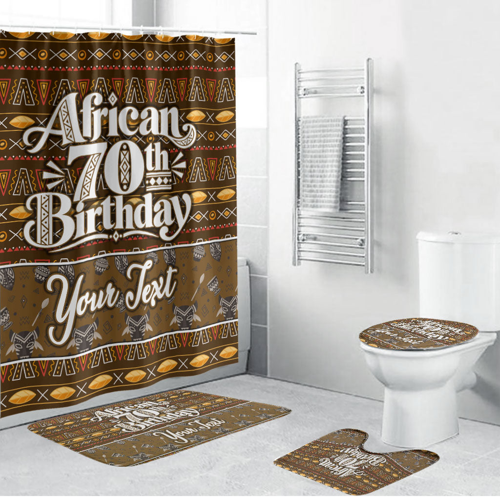 Personalized African 70th Birthday Bathroom Set Tribal Pattern Mudcloth Heritage Art