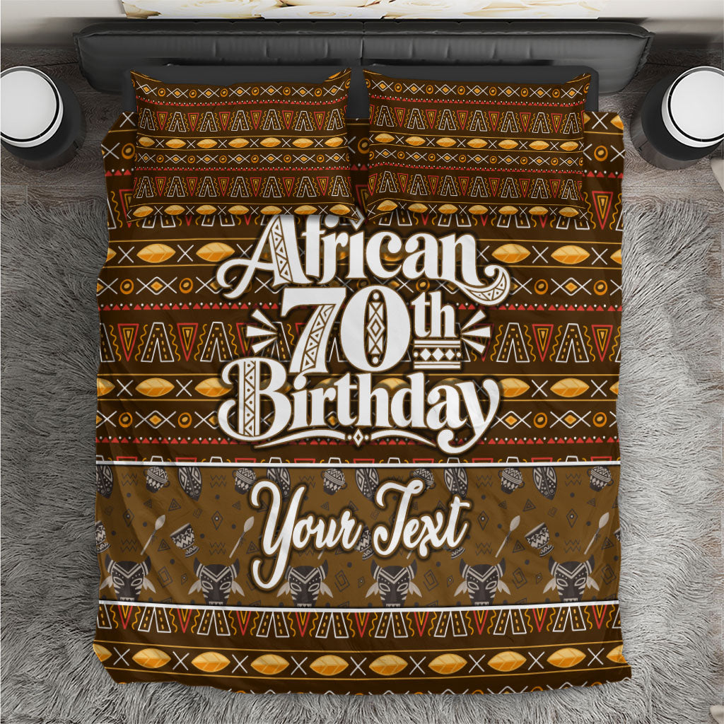Personalized African 70th Birthday Bedding Set Tribal Pattern Mudcloth Heritage Art