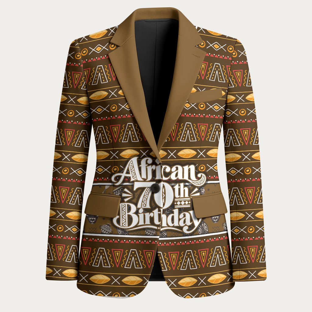 Personalized African 70th Birthday Blazer Tribal Pattern Mudcloth Heritage Art