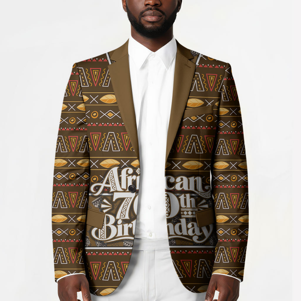 Personalized African 70th Birthday Blazer Tribal Pattern Mudcloth Heritage Art