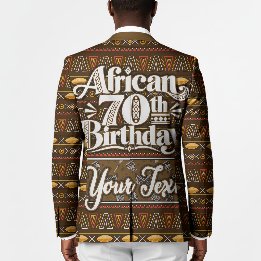 Personalized African 70th Birthday Blazer Tribal Pattern Mudcloth Heritage Art