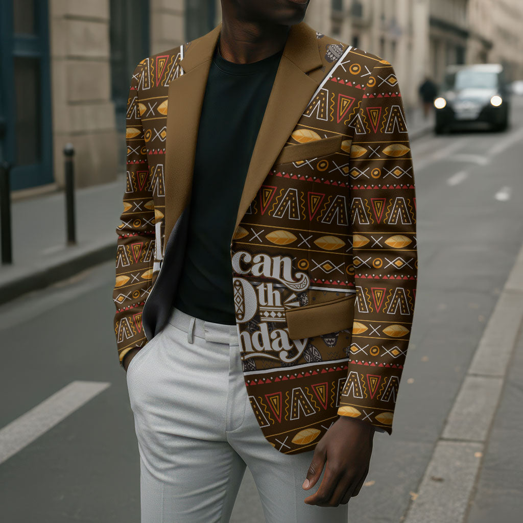Personalized African 70th Birthday Blazer Tribal Pattern Mudcloth Heritage Art