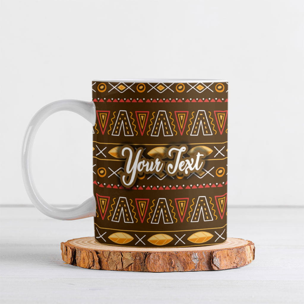 Personalized African 70th Birthday Ceramic Mug Tribal Pattern Mudcloth Heritage Art