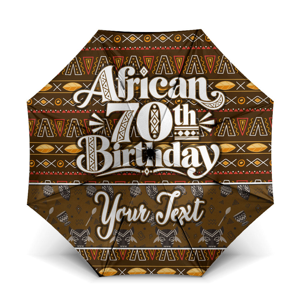 Personalized African 70th Birthday Umbrella Tribal Pattern Mudcloth Heritage Art