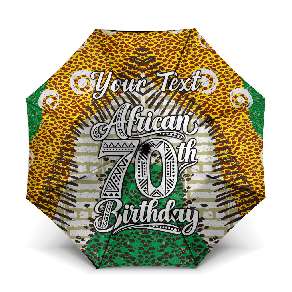 Personalized African 70th Birthday Umbrella Tribal Animal Print Heritage Pattern
