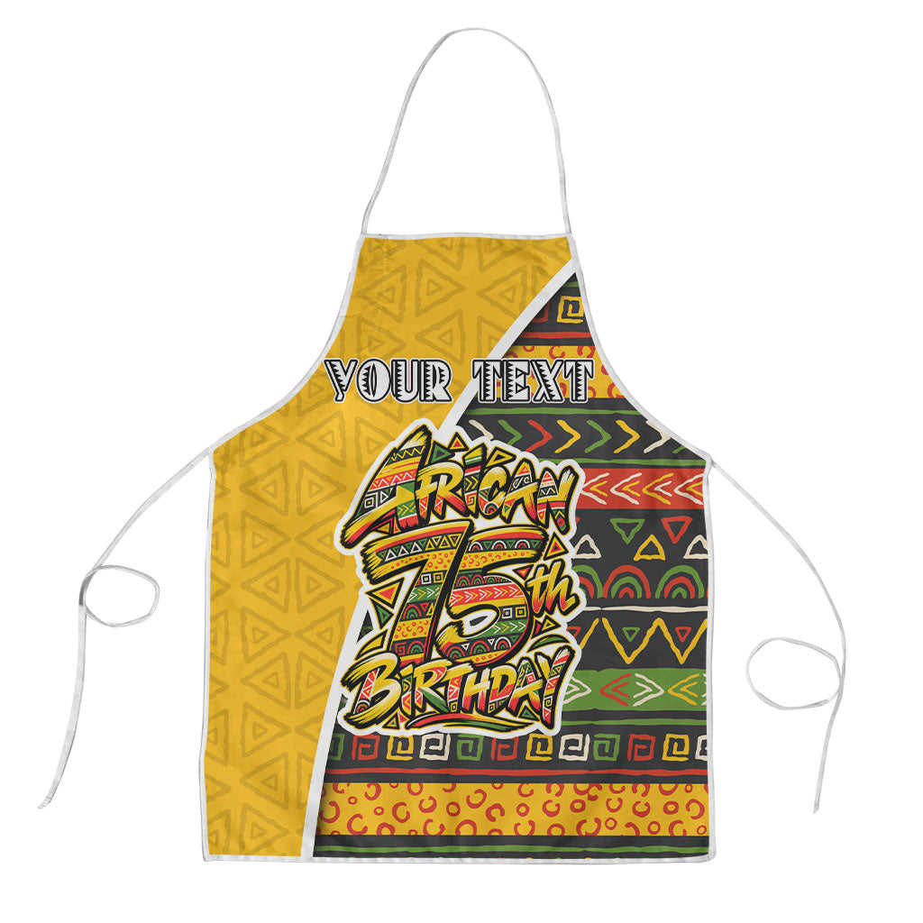 Personalized African 75th Birthday Apron Colorful Tribal Geometric Heritage Pattern