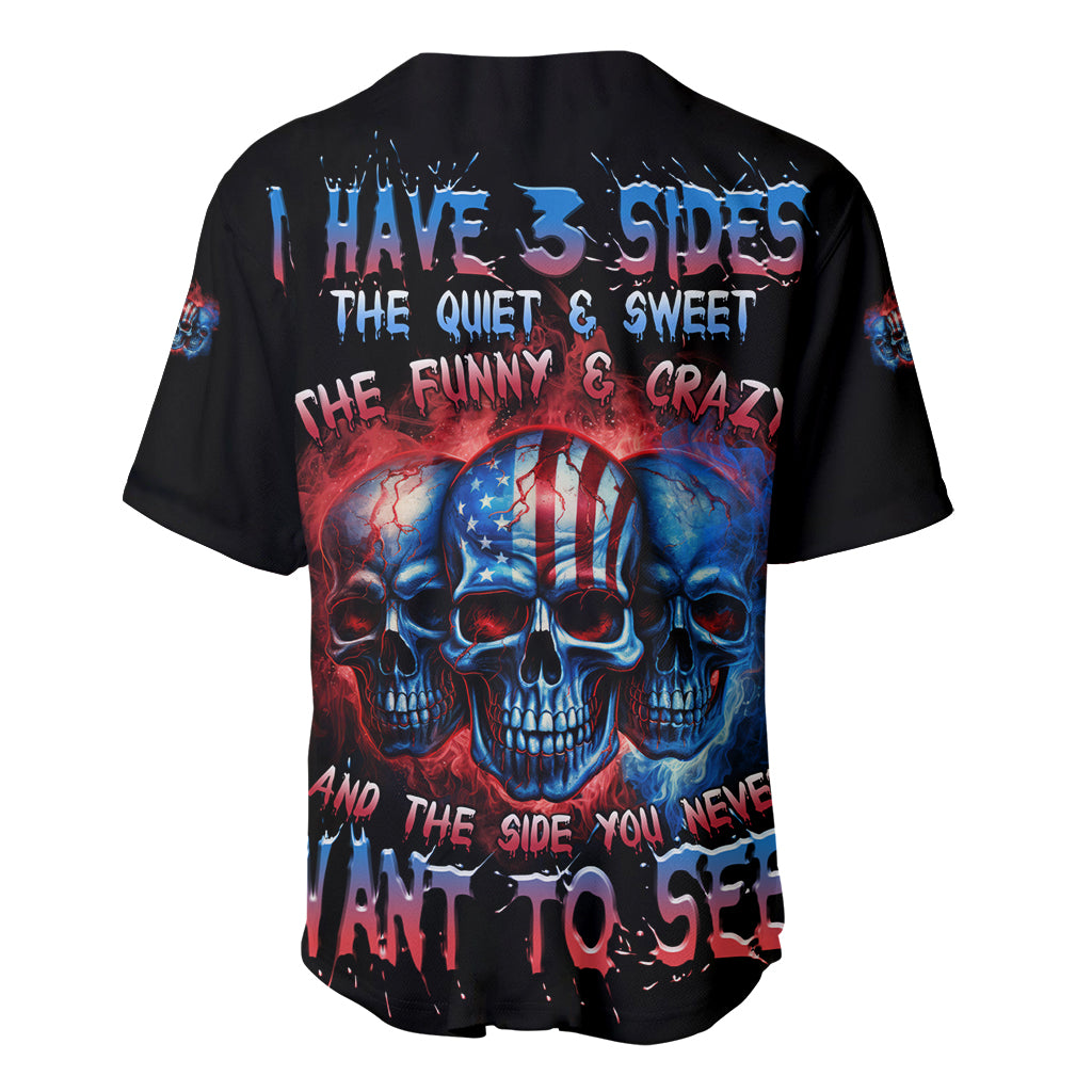 I Have 3 Sides 3 Skulls Baseball Jersey - Wonder Print Shop