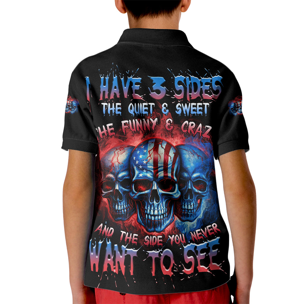 I Have 3 Sides 3 Skulls Kid Polo Shirt - Wonder Print Shop