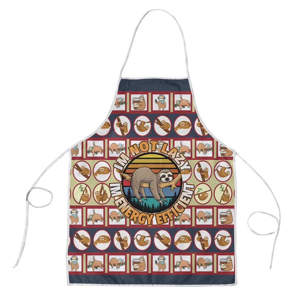 Sloth I'm Not Lazy I'm Energy Efficient Christmas Apron Xmas Holiday Patterns - Wonder Print Shop