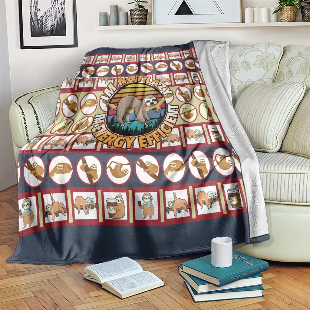 Sloth I'm Not Lazy I'm Energy Efficient Christmas Blanket Xmas Holiday Patterns - Wonder Print Shop