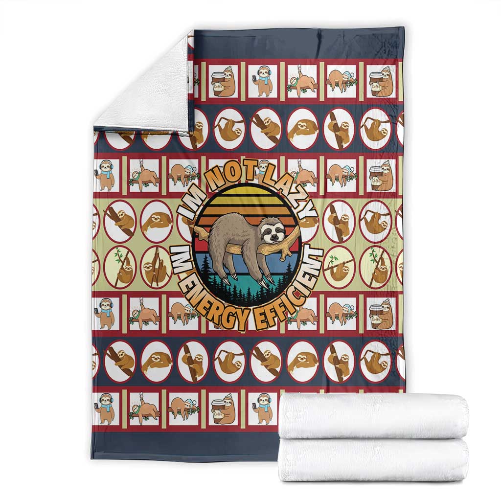 Sloth I'm Not Lazy I'm Energy Efficient Christmas Blanket Xmas Holiday Patterns - Wonder Print Shop