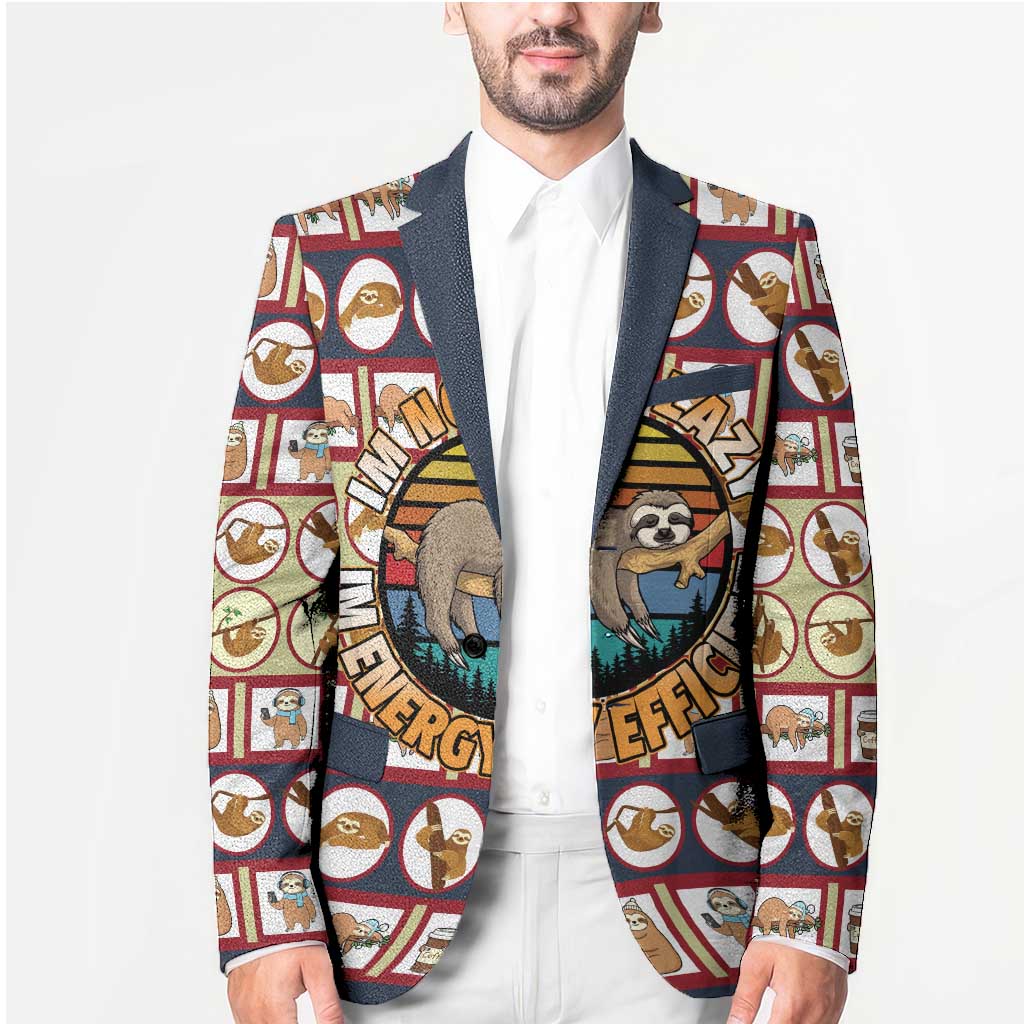 Sloth I'm Not Lazy I'm Energy Efficient Christmas Blazer Xmas Holiday Patterns - Wonder Print Shop