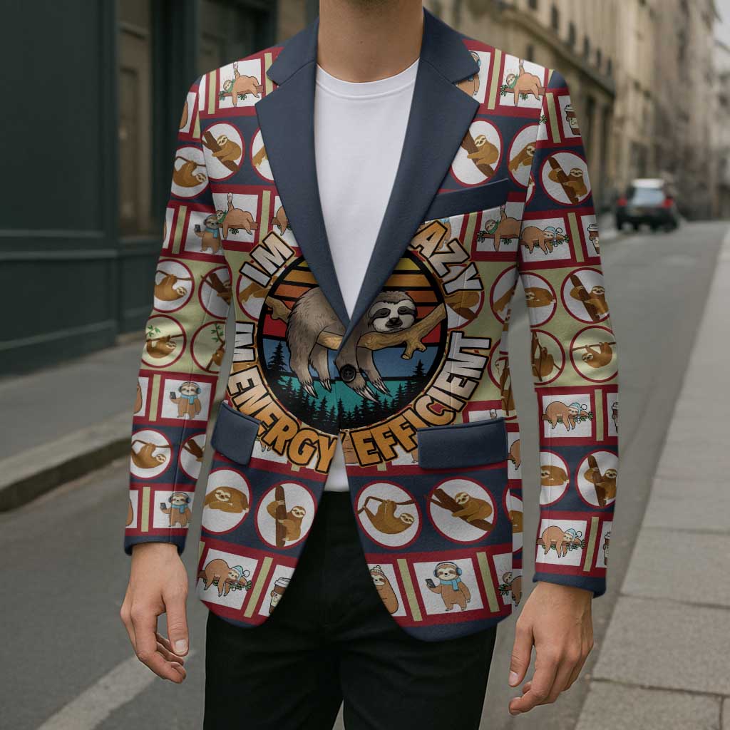 Sloth I'm Not Lazy I'm Energy Efficient Christmas Blazer Xmas Holiday Patterns - Wonder Print Shop