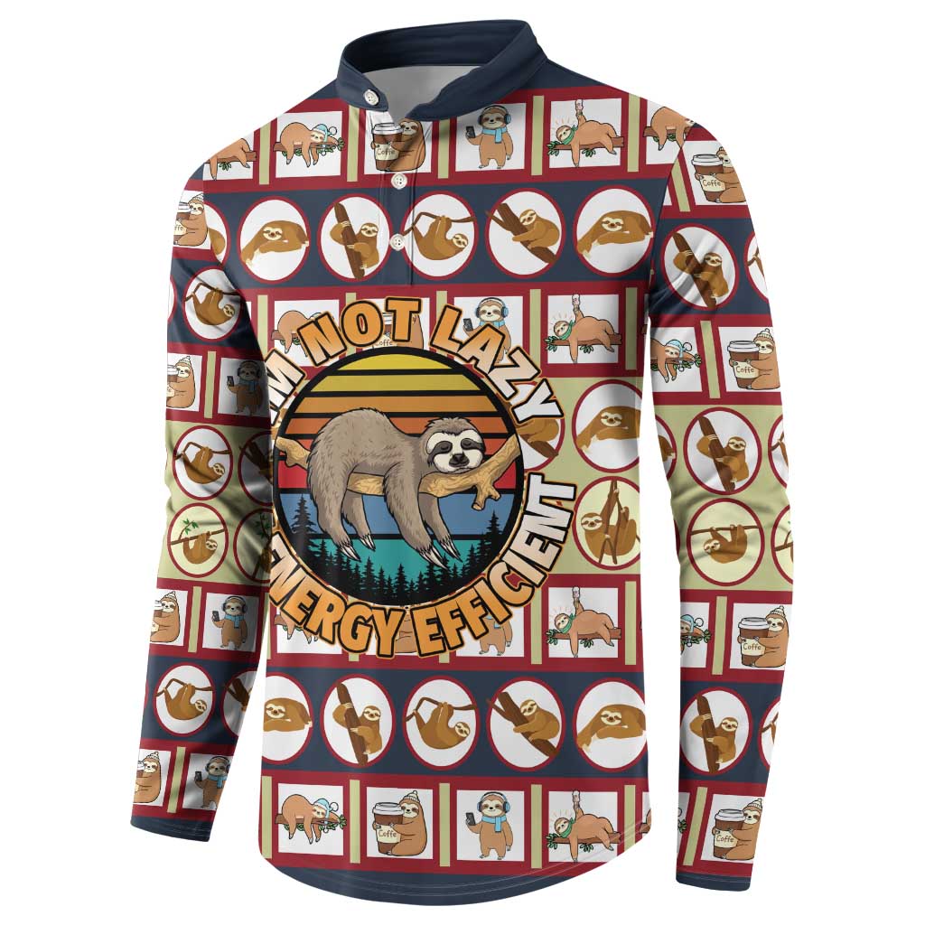 Sloth I'm Not Lazy I'm Energy Efficient Christmas Button Sweatshirt Xmas Holiday Patterns - Wonder Print Shop