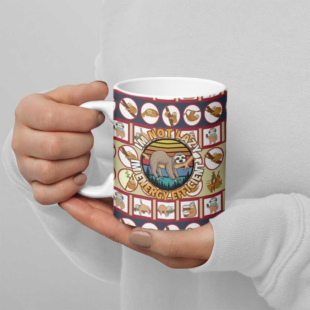 Sloth I'm Not Lazy I'm Energy Efficient Christmas Ceramic Mug Xmas Holiday Patterns - Wonder Print Shop