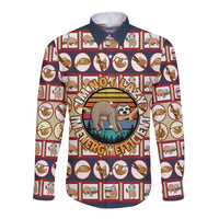 Sloth I'm Not Lazy I'm Energy Efficient Christmas Long Sleeve Button Shirt Xmas Holiday Patterns - Wonder Print Shop