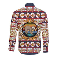 Sloth I'm Not Lazy I'm Energy Efficient Christmas Long Sleeve Button Shirt Xmas Holiday Patterns - Wonder Print Shop