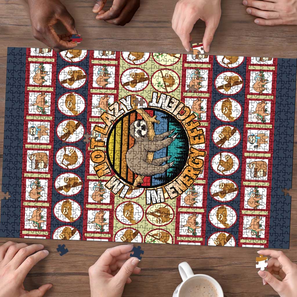 Sloth I'm Not Lazy I'm Energy Efficient Christmas Puzzle Xmas Holiday Patterns - Wonder Print Shop